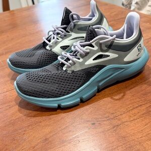 Salomon Black and Light Blue Athletic Shoes